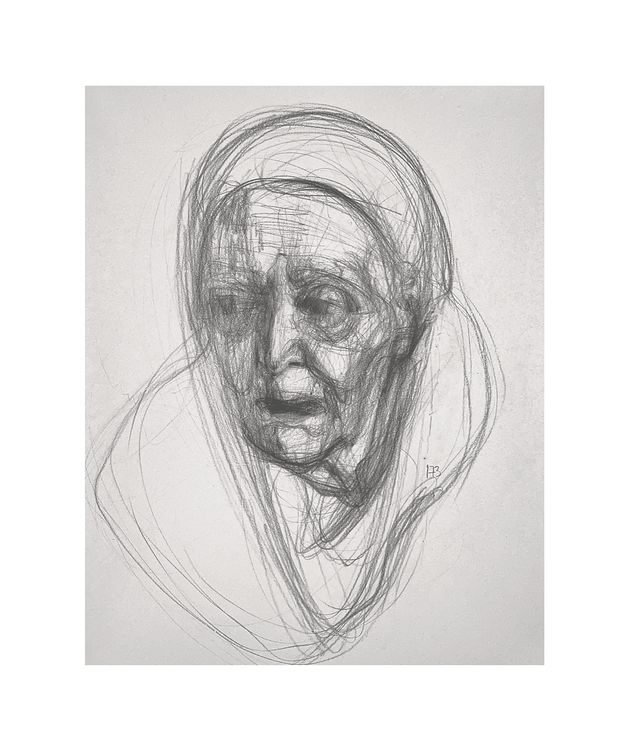 "173. Смиренність, 2022 / Humility, 2022 папір, вугілля / paper, charcoal 60 x 42 см."